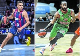 De izquierda a derecha, Wade Baldwin (21-22), Codi Miller-McIntyre (23-24) y Darius Thompson (22-23), tres bases de primer nivel que han durado una temporada en el Baskonia.