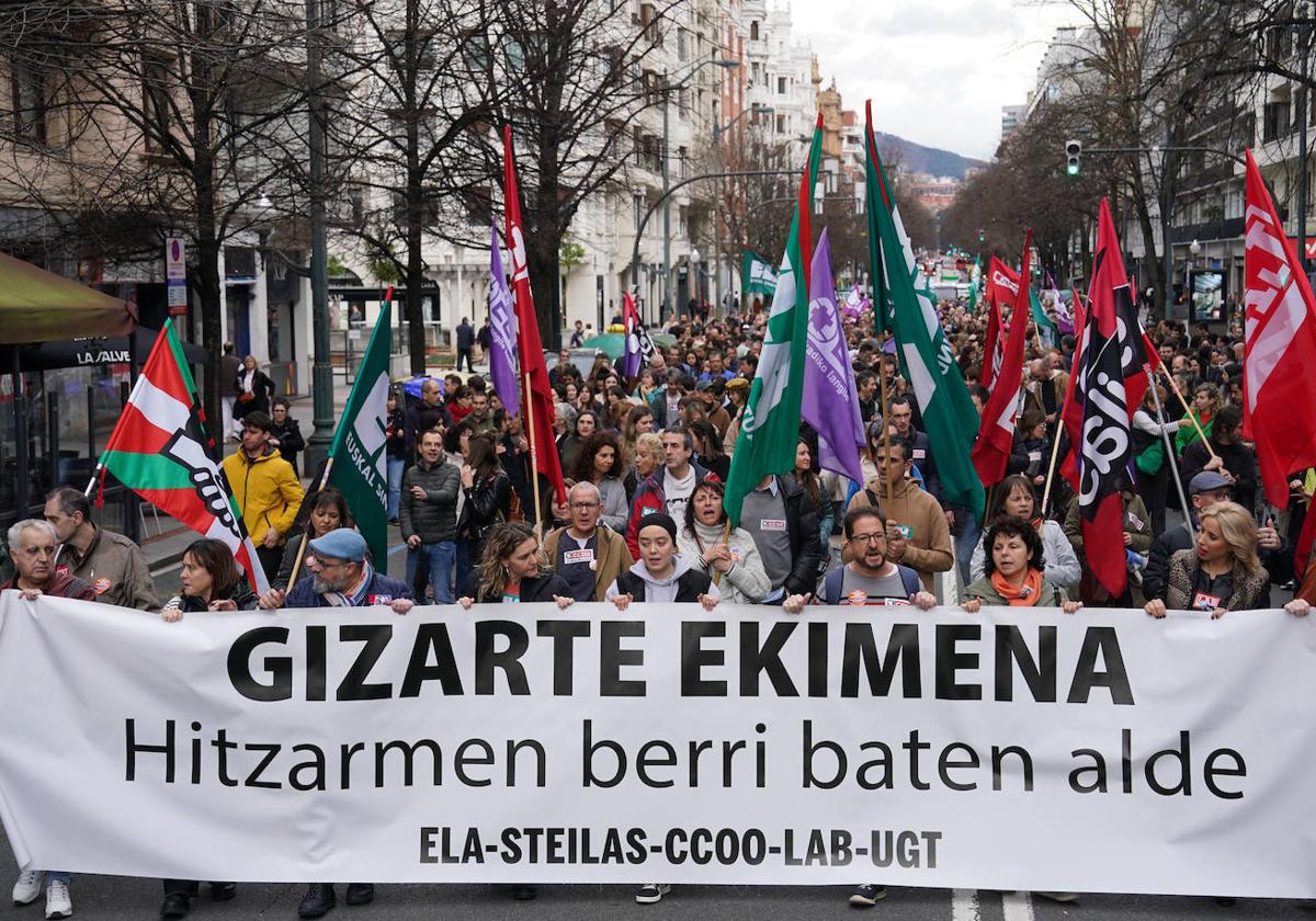 Manifestación de los trabajadores de la concertada, el pasado mes de enero en Bilbao.