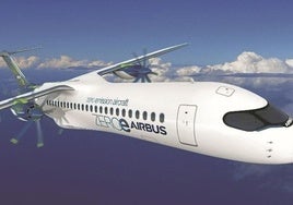 Concepto de la siguiente generación de aviones híbridos y neutros en emisiones de Airbus.