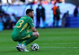 Unai Simón, durante el partido de Croacia.