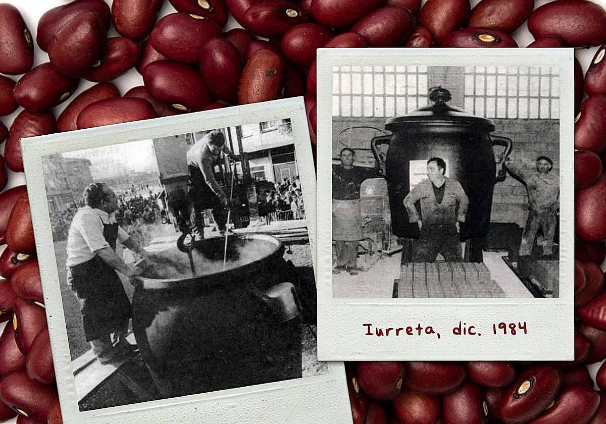 Puchero fabricado para la alubiada de Iurreta y elaboración del cocido, 9 de diciembre de 1984.