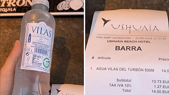 Pide una botella de agua en la famosa discoteca Ushuaïa Ibiza y alucina con su precio