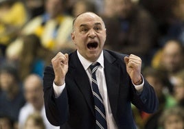 Pablo Laso, durante un partido de Euroliga.