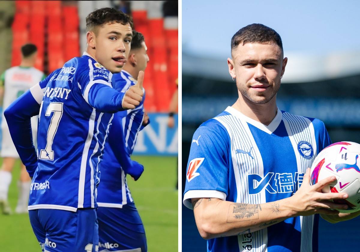 Conechny, a la izquierda con Godoy Cruz y a la derecha con el Alavés.