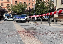 Sangre del ertzaina atacado esta mañana de miércoles en Vitoria.