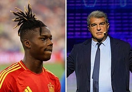 Nico Williams y Joan Laporta.