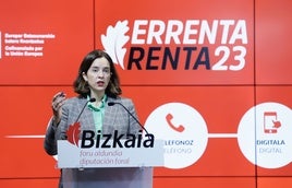 Itxaso Berrojalbiz, diputada de Hacienda de Bizkaia, en la presentación de la última campaña de Renta.