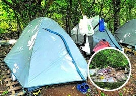 Uno de los campamentos irregulares instalados en los bosques entre Getxo y Berango.