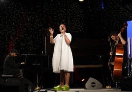 McLorin, durante la actuación en el Festival de Jazz de Vitoria este jueves.