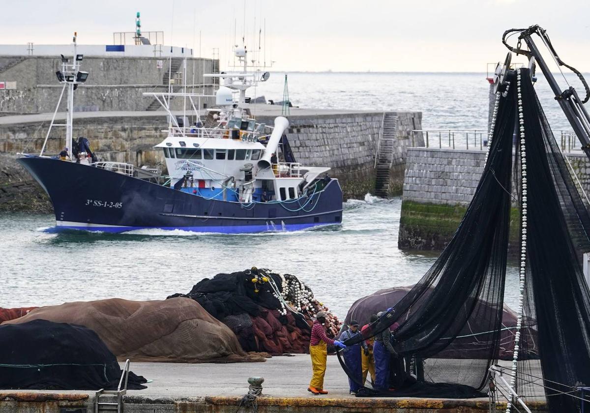 A la faena. El pesquero 'Gorostiaga Hermanos 2', de Zierbena, entra al puerto de Ondarroa para descargar sardina.