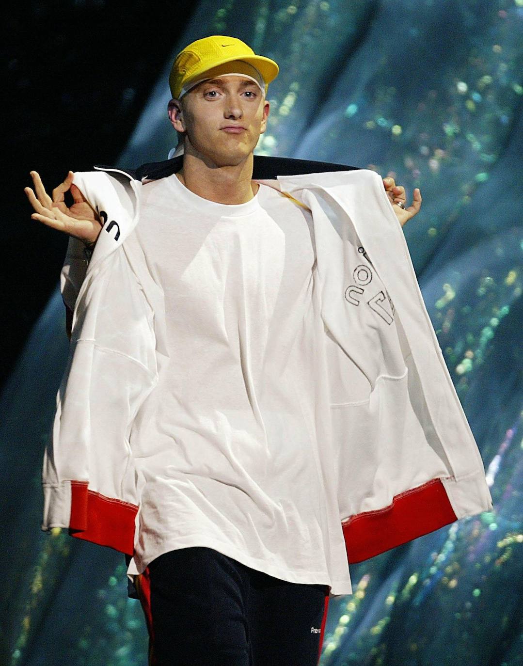 Eminem durante la celebración de la gala de premios MTV Video Music Awards 2002