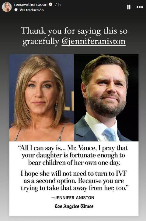 Jennifer Aniston contesta al candidato a la vicepresidencia republicano, Vance