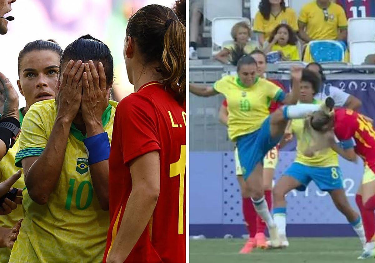 La escalofriante entrada de Marta Vieira a Olga Carmona: una roja directa entre lágrimas