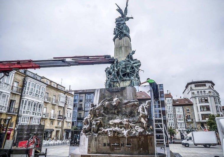 Así se protege el Monumento a la Batalla de Vitoria durante las fiestas