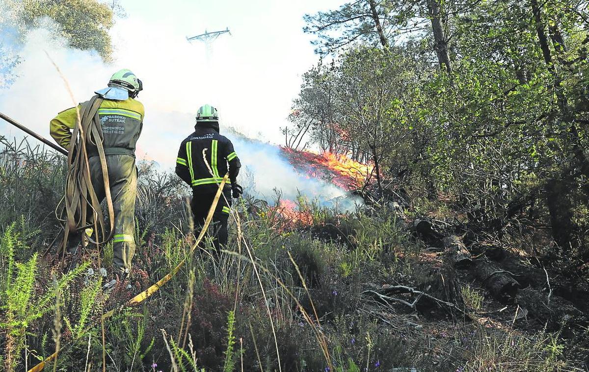 Los bomberos de la Diputación combaten las llamas desatadas el 24 de octubre de 2022.