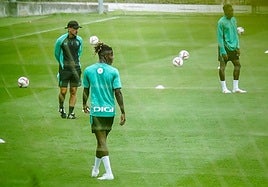 Nico Williams en un entrenamiento en Lezama el pasado martes.