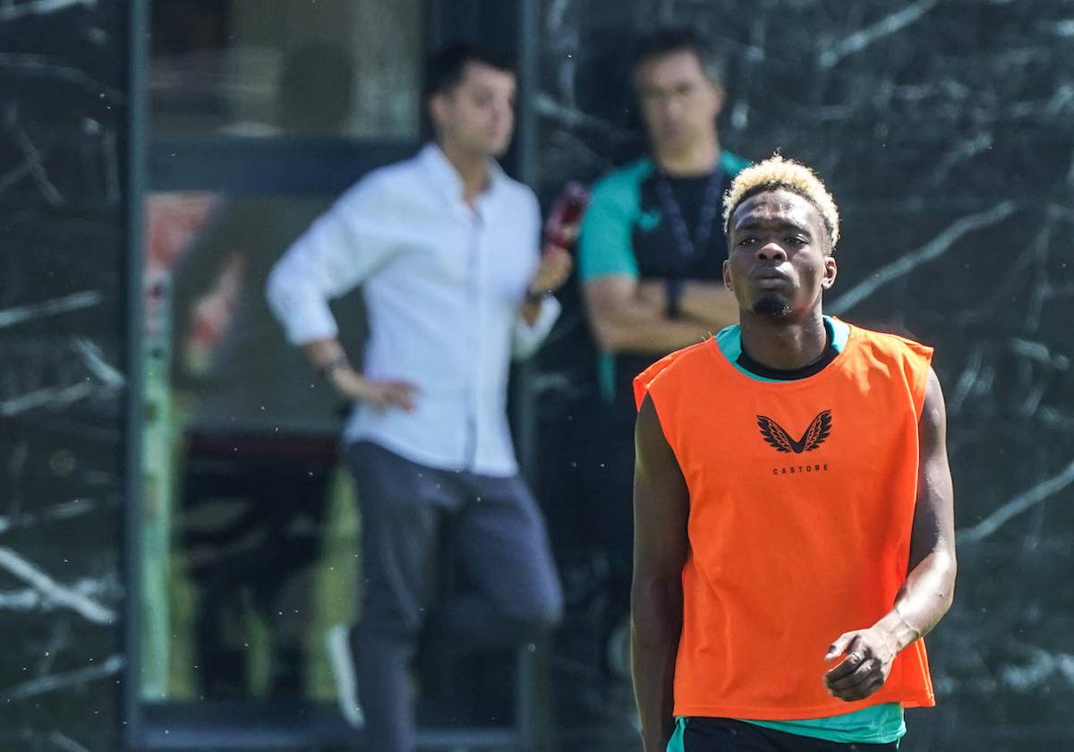 El reciente fichaje, durante un entrenamiento.