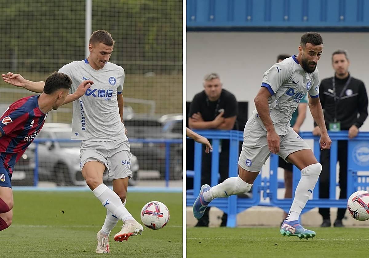 Maras y Abde, en el amistoso ante el Huesca.