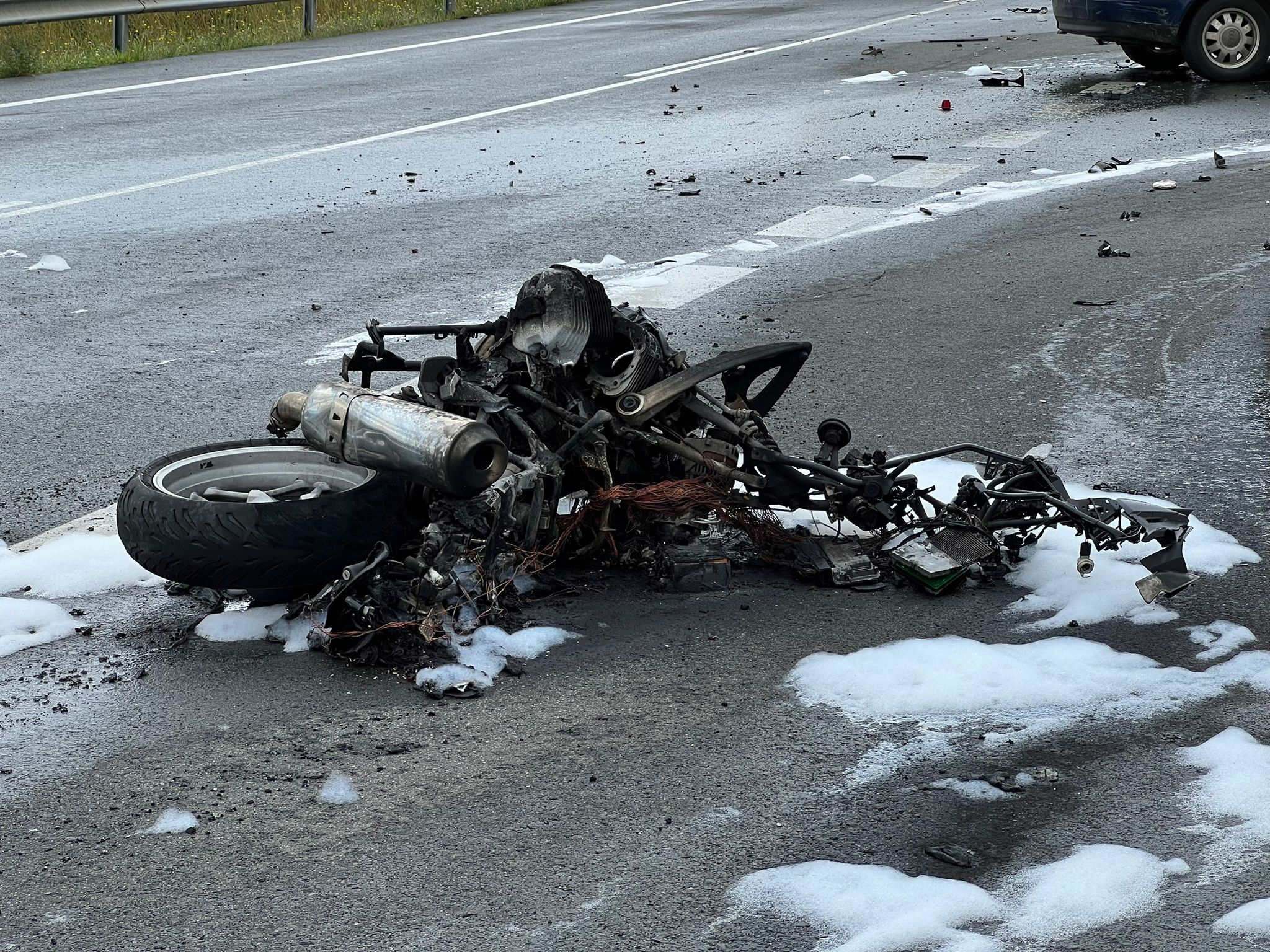 Estado en el que ha quedado la motocicleta accidentada.