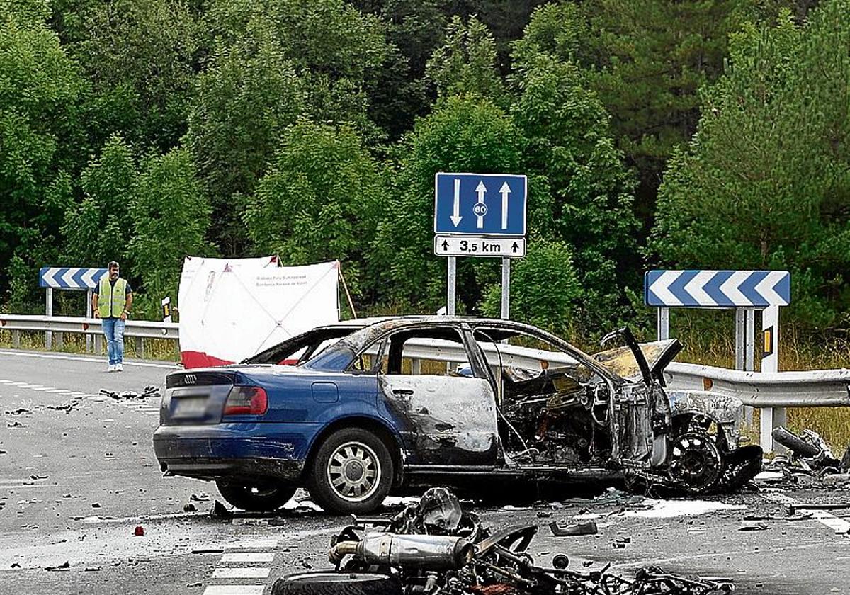 Imagen del accidete de Azaceta, donde fallecieron dos personas.