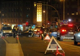 Control de alcoholemia en el acceso a los Túneles de Artxanda en Bilbao.