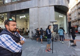 Rodaje de una serie en la Gran Vía de Bilbao.