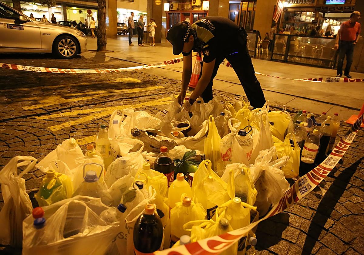El año pasado la Policía Local de Getxo requisó mas de trescientos litros de alcohol.