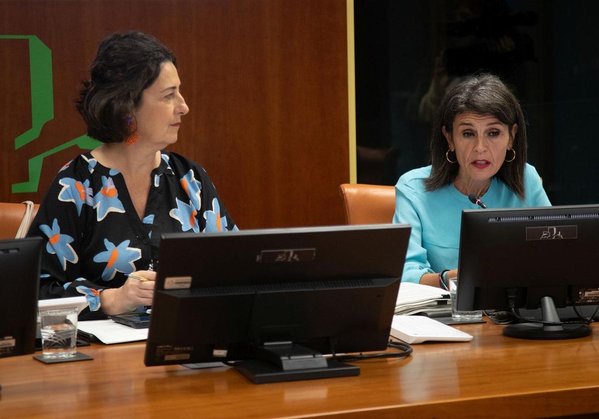 Melgosa (derecha), durante la presentación de los objetivos del Departamento de Bienestar, Juventud y Reto Demográfico.