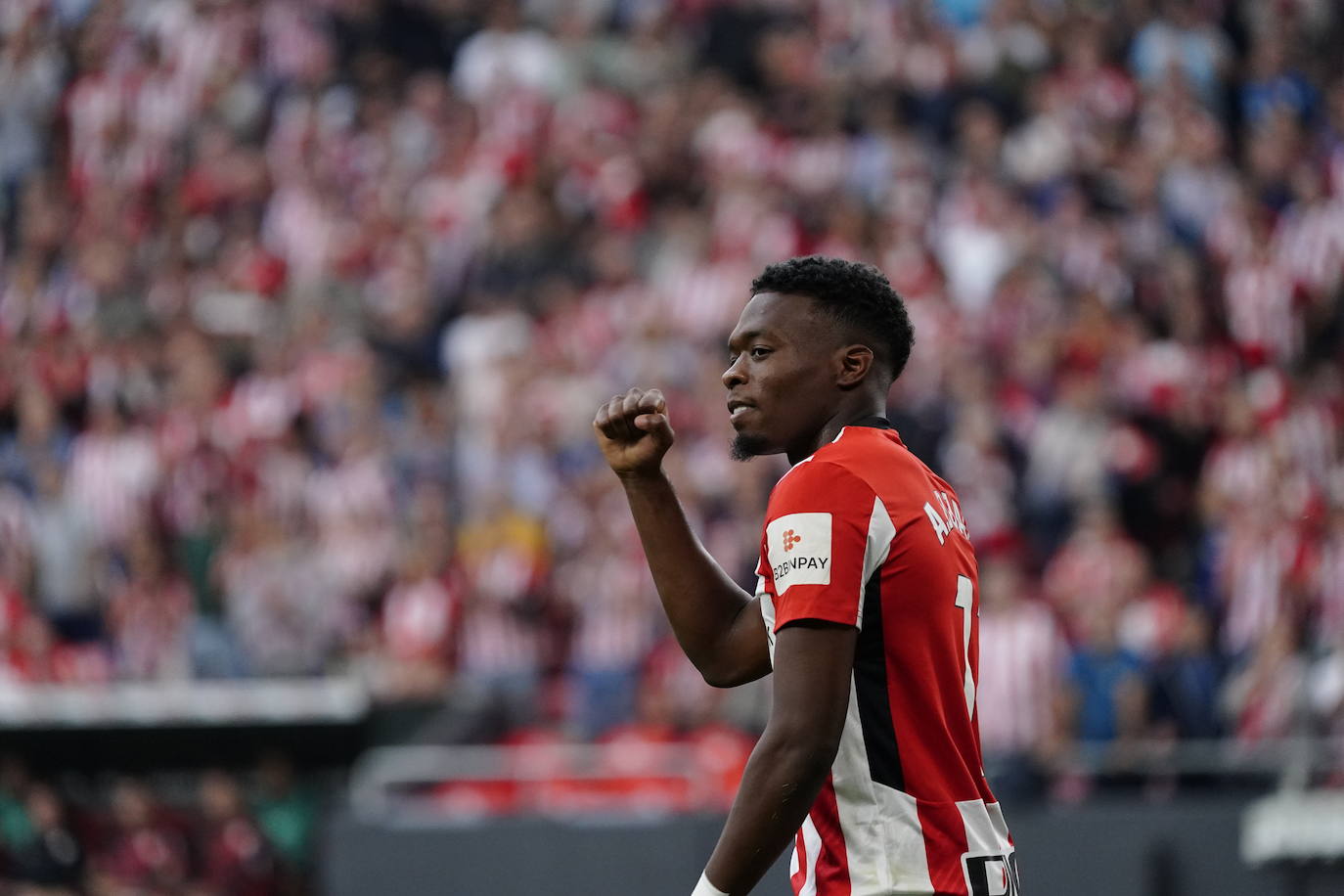 El delantero celebra su primer gol con el Athletic.