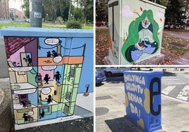 Las obras de arte se trabajaron en conjunto, el muralista Diego Berruete y un grupo de jóvenes del Programa de Educación de Calle (PEC) del Centro Cívico Iparralde.