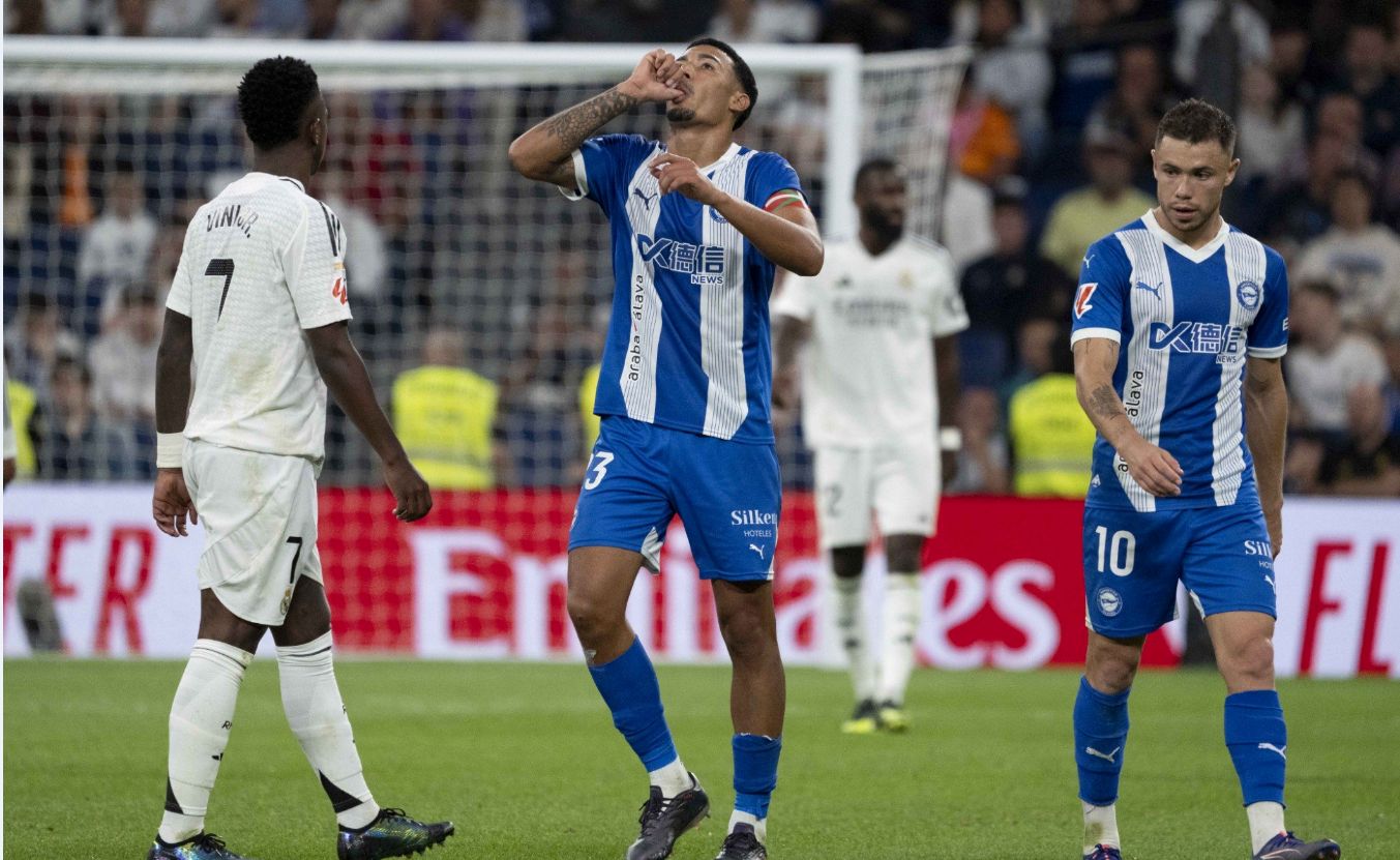 Celebración del gol del Benavidez en el Bernabéu.