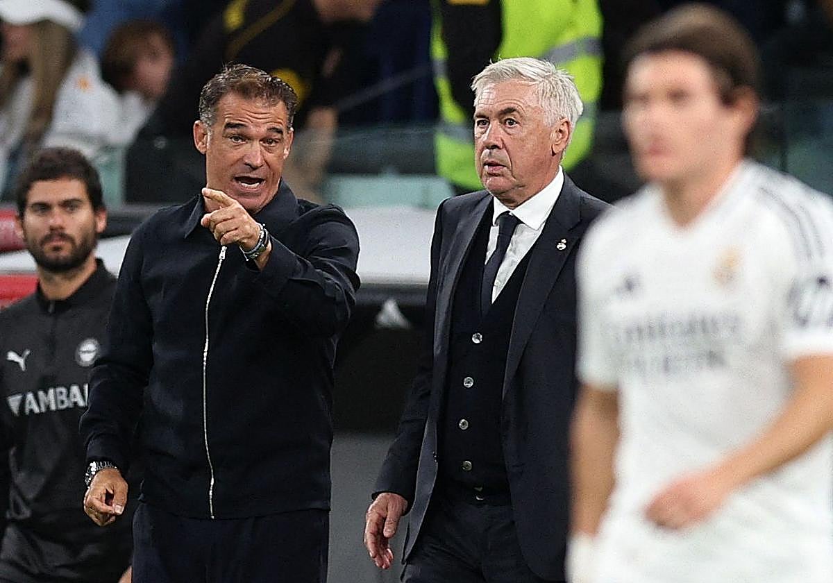 Luis García Plaza y Carlo Ancelotti.