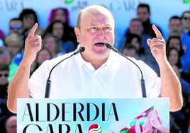 El presidente del PNV, Andoni Ortuzar, este domingo en el Alderdi Eguna de Foronda.