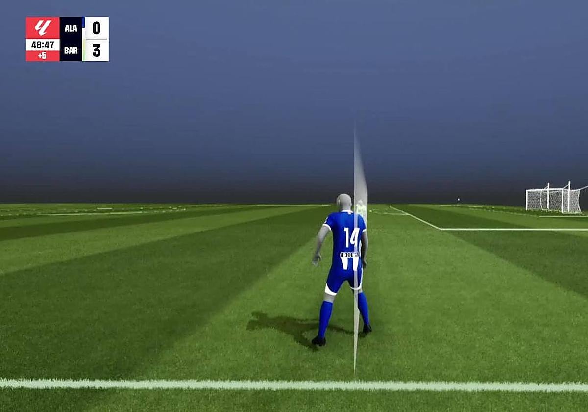 El fuera de juego de Tenaglia que invalidó el gol de Toni Martínez.