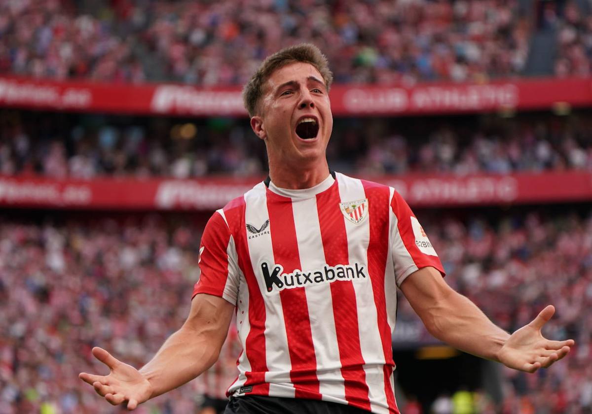 Jauregizar celebra su gol en el partido ante el Sevilla.