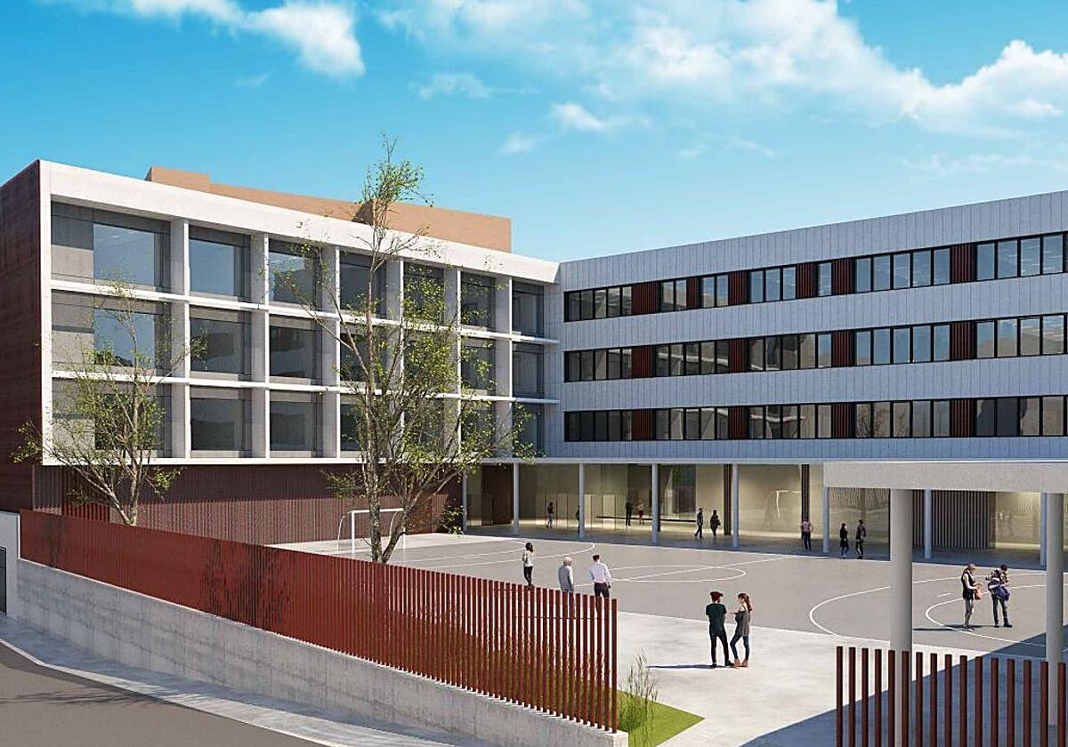 Infografía del nuevo edificio que se levantará en el mismo solar, junto al bidegorri, en forma de 'C'.