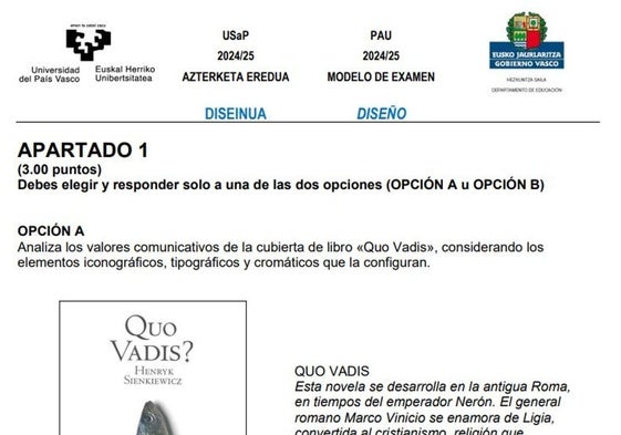 Así es el examen de Diseño de la nueva Selectividad