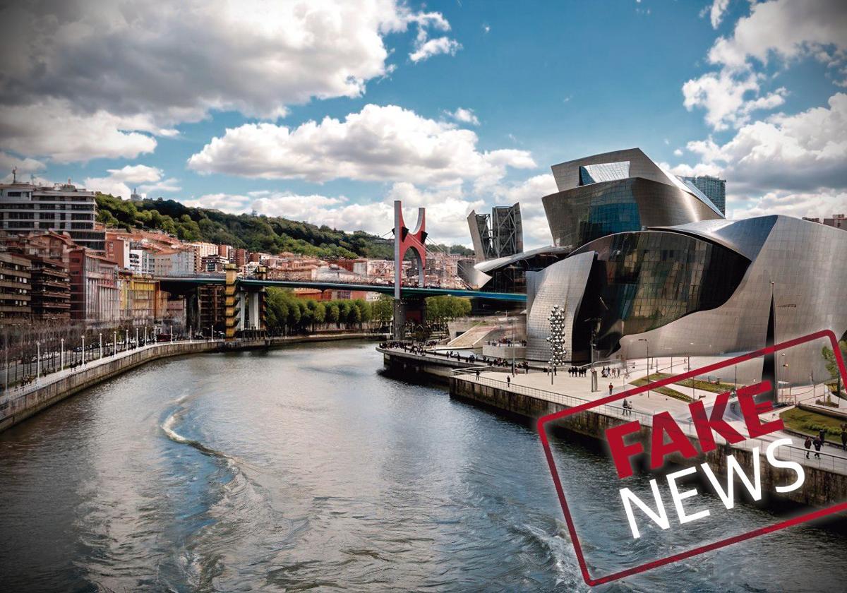 Imagen del centro de Bilbao y sus inmediaciones creada por Inteligencia Artificial.