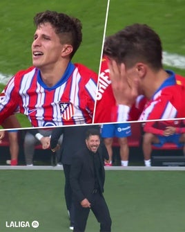 Las lágrimas de Giuliano Simeone en la celebración del gol de Griezmann.