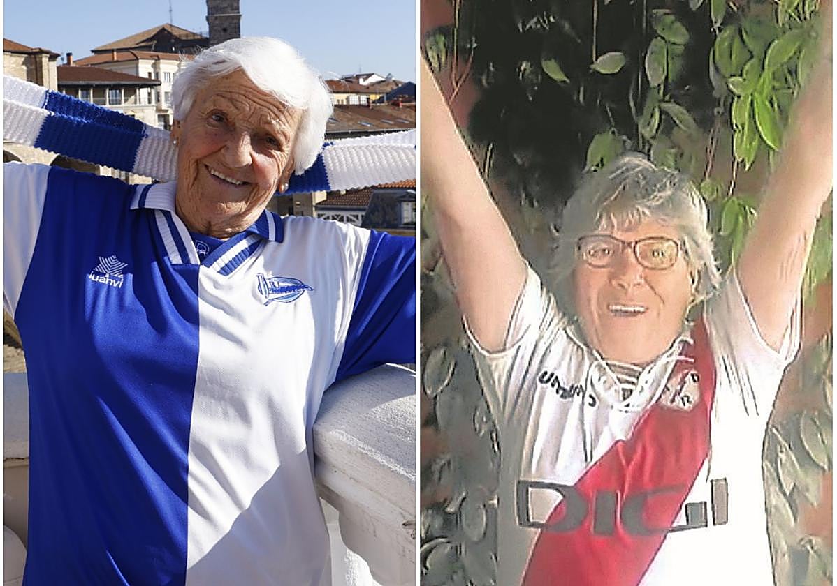 Asun Gorospe, con la camiseta del Alavés, y Lola Barraza, luciendo los colores del Rayo Vallecano.