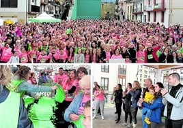 Arriba, las 3.100 personas inscritas se reunieron en la plaza para inmortalizar el décimo aniversario de la iniciativa. Abajo, cada participante recibió una manzana, agua y una mochila. Y el equipo de investigación al completo acudió a la marcha.