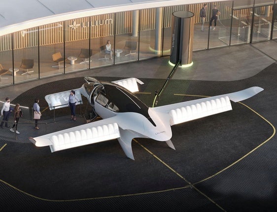 Imagen de uno de los primeros prototipos del avión eléctrico Lilium, de despegue vertical.