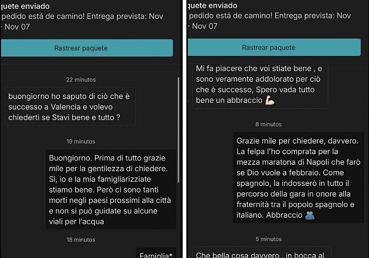 Un valenciano comparte el mensaje que ha recibido desde Italia tras comprar ropa por Vinted: «Quería saber si estás bien»