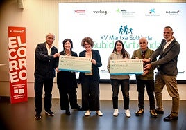Eduardo Cifrián (Eroski), Ana Garibi (La Caixa), Nerea Loizaga (Argia Fundazioa), Débora Martín (La Cuadri del Hospi), Juan Mari del Hoyo (La Montañera) y Antonio Barrena (EL CORREO).