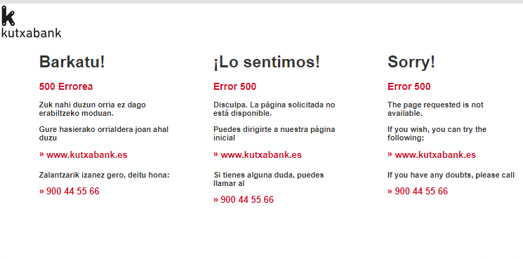 Restablecida la web de Kutxabank tras sufrir una caída intermitente