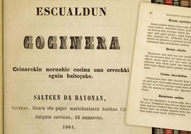 Portada y página interior de 'Escualdun cocinera', Biblioteca Nacional de Francia.