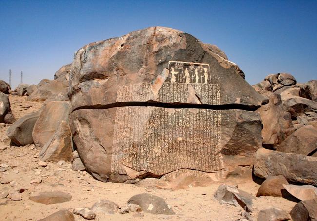 La Estela del Hambre, en la isla de Sehel, Egipto.