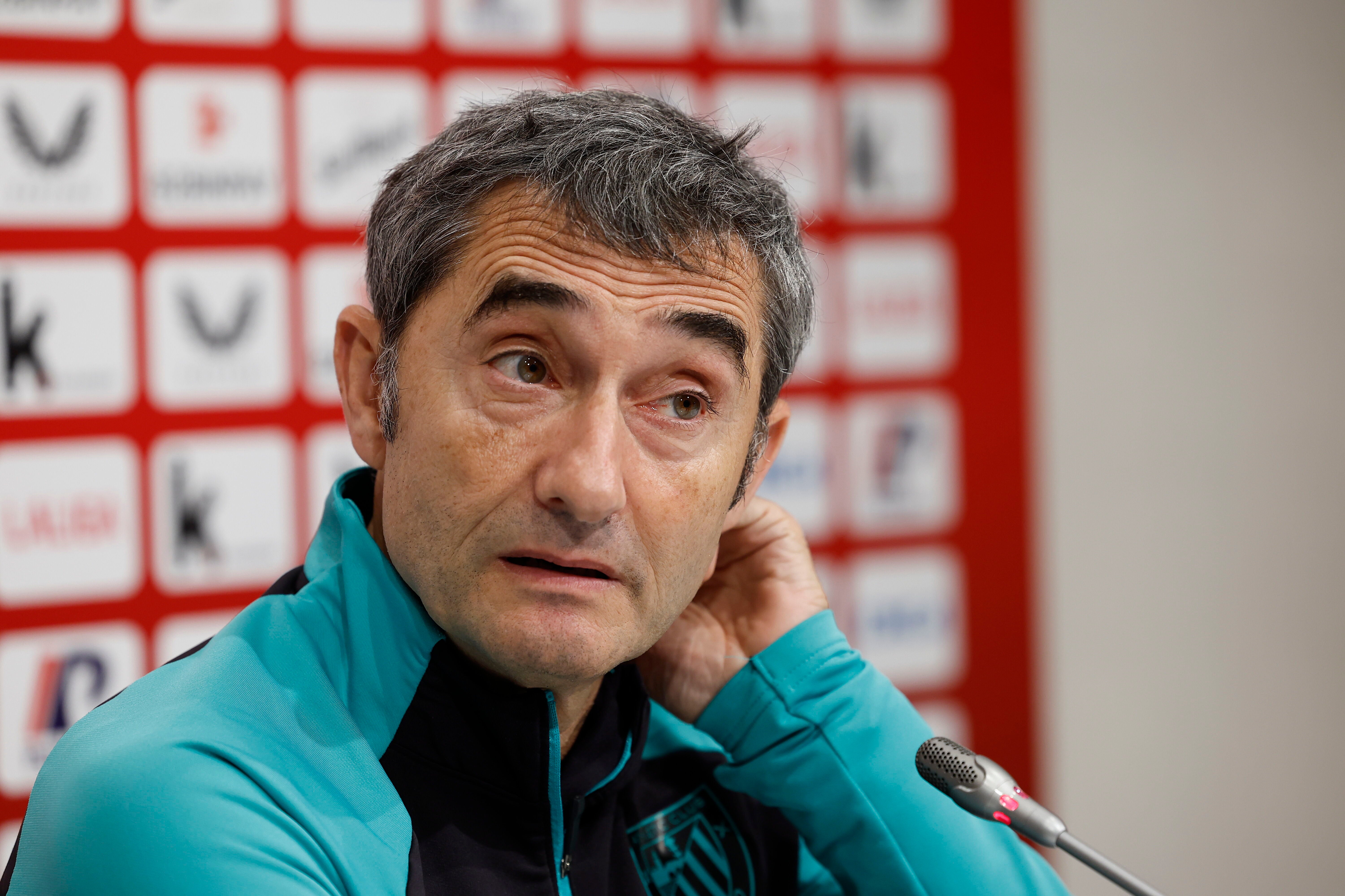 Ernesto Valverde, en una rueda de prensa.