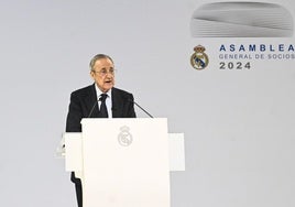 Florentino Pérez, durante su intervención ante los socios.