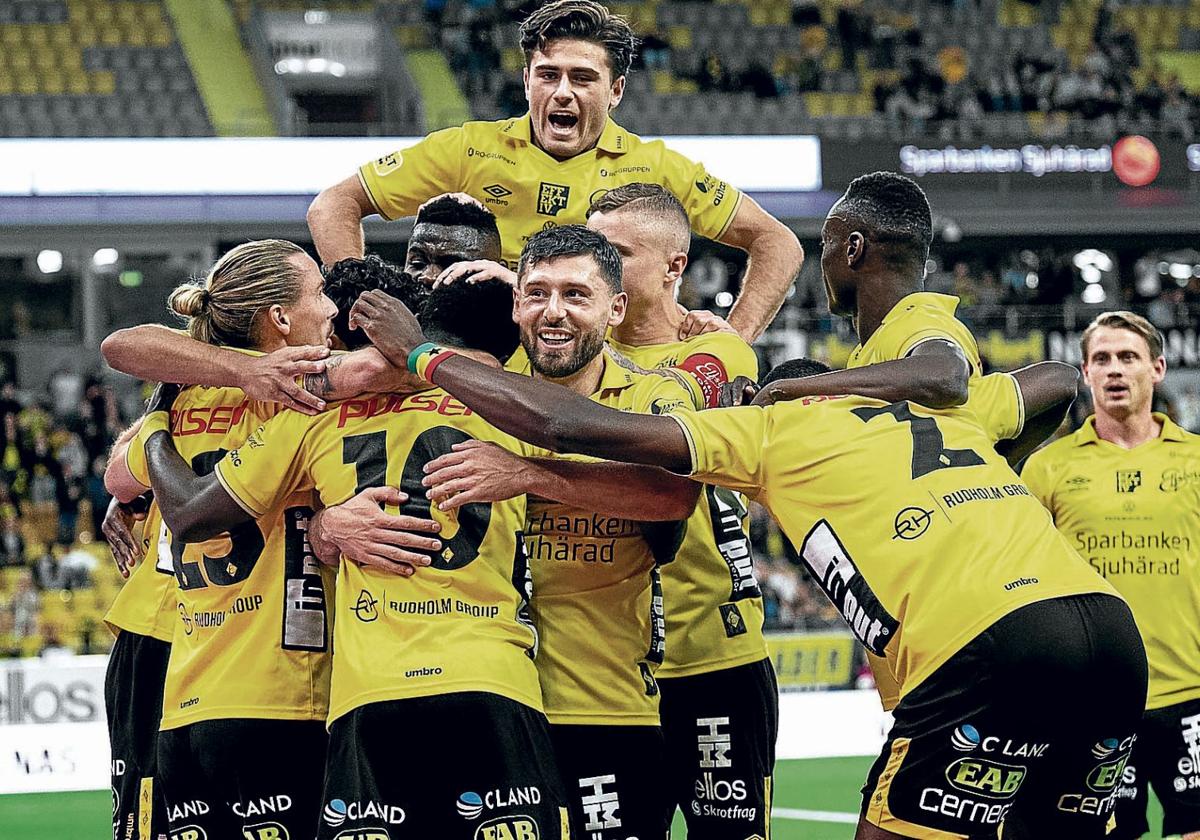 Jugadores del Elfsborg celebran uno de los goles de esta temporada.